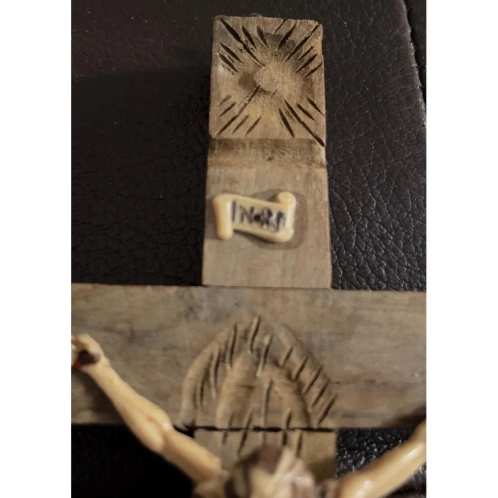 Jerusalem Olive Wood Crucifix INRI Holy Land Religious Wall Hand Carved 9